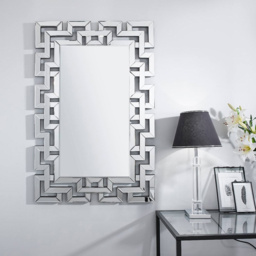 Furniturebox Helena Rectangular Large Silver Patterned Wall Mirror 66 x 100cm - Size: 100 x 66cm - Wilko - thumbnail 5