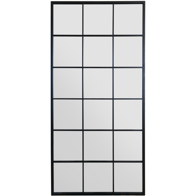 MirrorOutlet The Genestra Black Modern Window Garden Wall Mirror 174 x 85cm - Size: 174 x 85 x 3cm - Wilko - image 1