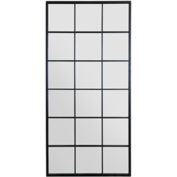 MirrorOutlet The Genestra Black Modern Window Garden Wall Mirror 174 x 85cm - Size: 174 x 85 x 3cm - Wilko - thumbnail 1
