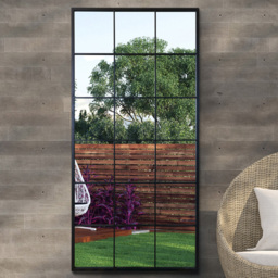 MirrorOutlet The Genestra Black Modern Window Garden Wall Mirror 174 x 85cm - Size: 174 x 85 x 3cm - Wilko - thumbnail 3