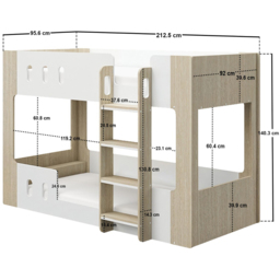 Flair Willow White and Oak Low Bunk Bed - Size: 140.3 x 109.9 x 212.5cm - Wilko - thumbnail 7