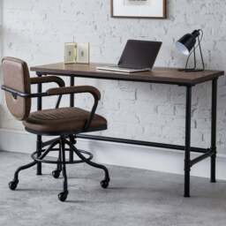 Julian Bowen Carnegie Pipe Desk Mocha and Black - Size: 55 x 120 x 74cm - Wilko