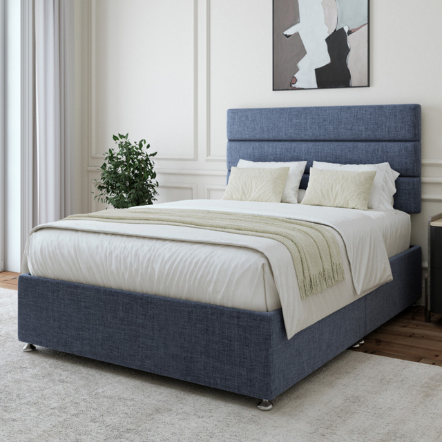 Bedmaster King Size Midnight Linen Divan Base - Blue - Wilko - image 1