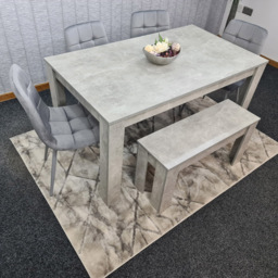 Portland Velvet 6 Seater Dining Set with Bench Stone Grey and Grey - Wilko - thumbnail 7