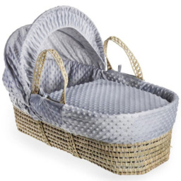 Clair De Lune Grey Dimple Palm Moses Basket with Folding Stand - Size: 68 x 28 x 74cm - Wilko - thumbnail 4