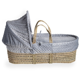 Clair De Lune Grey Dimple Palm Moses Basket with Folding Stand - Size: 68 x 28 x 74cm - Wilko - thumbnail 6