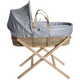 Clair De Lune Grey Dimple Palm Moses Basket with Folding Stand - Size: 68 x 28 x 74cm - Wilko - thumbnail 1