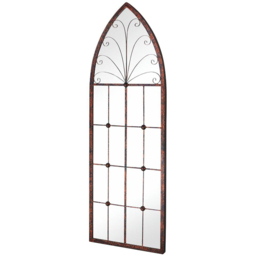 MirrorOutlet Chelsea Metal Arched Window Garden Mirror 120 x 40cm - Size: 120 x 40 x 3cm - Brown - Wilko