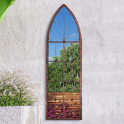 MirrorOutlet Chelsea Metal Arched Window Garden Mirror 120 x 40cm - Size: 120 x 40 x 3cm - Brown - Wilko - thumbnail 3