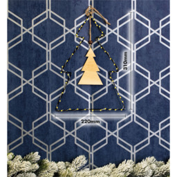 St Helens LED Metal Christmas Tree Decoration with Wooden Centre - Size: 310 x 220 x 3cm - Black - Wilko - thumbnail 3