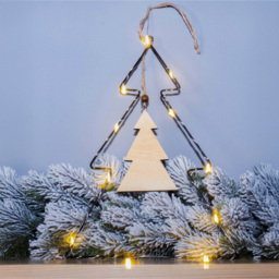 St Helens LED Metal Christmas Tree Decoration with Wooden Centre - Size: 310 x 220 x 3cm - Black - Wilko - thumbnail 7