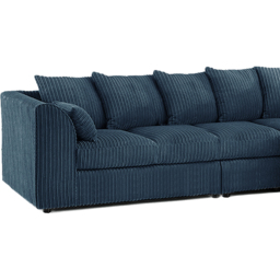 Luxor 4 Seater Navy Blue Jumbo Cord Right Hand Facing Scatter Back L Shaped Corner Sofa Set - Wilko - thumbnail 4