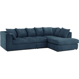 Luxor 4 Seater Navy Blue Jumbo Cord Right Hand Facing Scatter Back L Shaped Corner Sofa Set - Wilko - thumbnail 3
