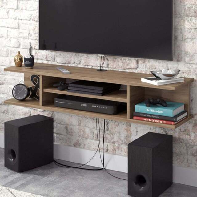 Decorotika Pivot 4 Shelf Oud Floating TV Unit - Size: 23.2 x 120 x 29.5cm - Brown - Wilko - image 1