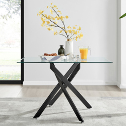 Furniturebox Tavalo 4 Seater Round Dining Table Black - Clear - Wilko - thumbnail 7