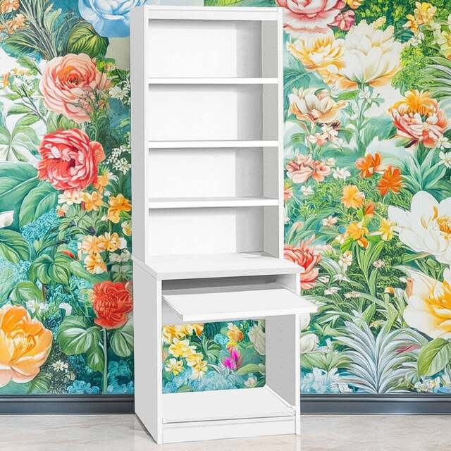 R White Cabinets 4 Shelf Printer Desk Stand with Hutch White - Size: 182.8 x 60 x 54cm - Wilko - image 1