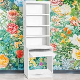 R White Cabinets 4 Shelf Printer Desk Stand with Hutch White - Size: 182.8 x 60 x 54cm - Wilko