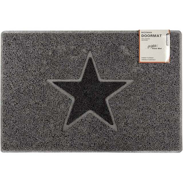 Oseasons Grey with Black Star Doormat 75 x 44cm - Wilko - image 1
