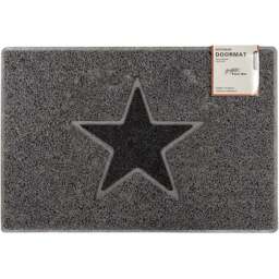 Oseasons Grey with Black Star Doormat 75 x 44cm - Wilko - thumbnail 1