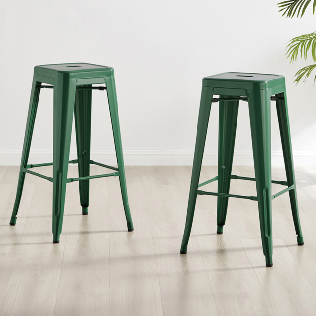 Furniturebox Carter Green Tolix Style Bar Stool Set of 2 - Wilko - image 1
