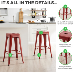 Furniturebox Carter Green Tolix Style Bar Stool Set of 2 - Wilko - thumbnail 6