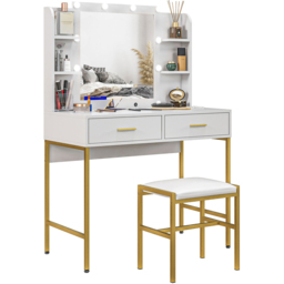 Portland White Vanity Dressing Table Set with Mirror - Size: 132.5 x 45 x 90cm - Wilko - thumbnail 3