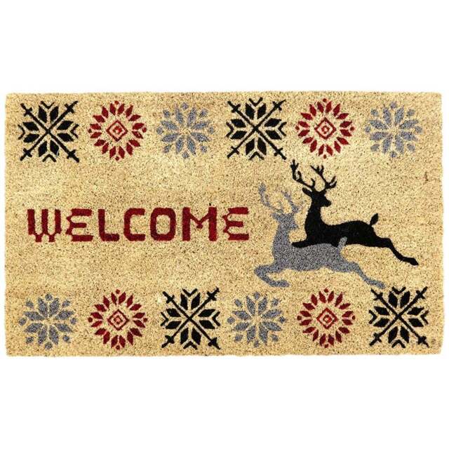 Coco & Coir Stag Xmas Coir Door Mat 45 x 75cm - n/a - Coco & Coir ® - Wilko - image 1