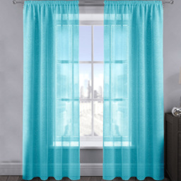 Velosso Alessandria Teal Shimmer Voile Panel Curtain 137 x 183cm - Size: W 137 x D 183cm - Blue - Wilko