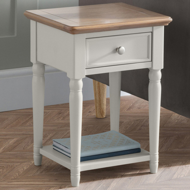 Julian Bowen Provence Single Drawer Grey Lacquer Lamp Table - Wood - Wilko - image 1