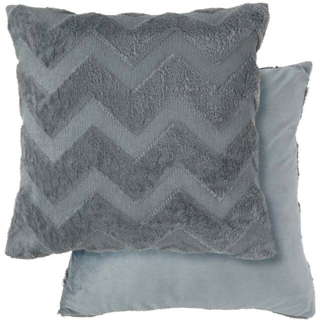 Serene Newton Zig Zag Charcoal Soft Touch Cushion Cover - Size: 43 x 43cm - Grey - Wilko - image 1