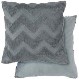 Serene Newton Zig Zag Charcoal Soft Touch Cushion Cover - Size: 43 x 43cm - Grey - Wilko - thumbnail 1