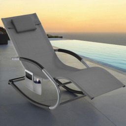 tectake Taya Grey Rocking Sun Lounger - Size: 92 x 62 x 142cm - Wilko - thumbnail 1