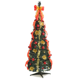 Best Artificial Pre Lit Warm White LED Red and Gold Pop Up Artificial Christmas Tree 6ft - Multi - Wilko - thumbnail 1