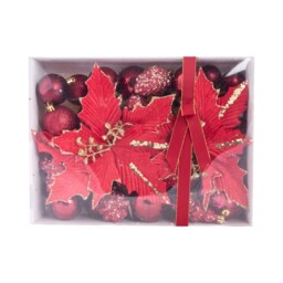 Flower and Bauble Set Burgundy - Sleigh Bells Ring - Wilko - thumbnail 1