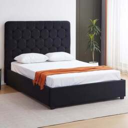 Seconique Madison King Size Black Velvet Fabric Gas Lift Ottoman Bed Frame - Wilko