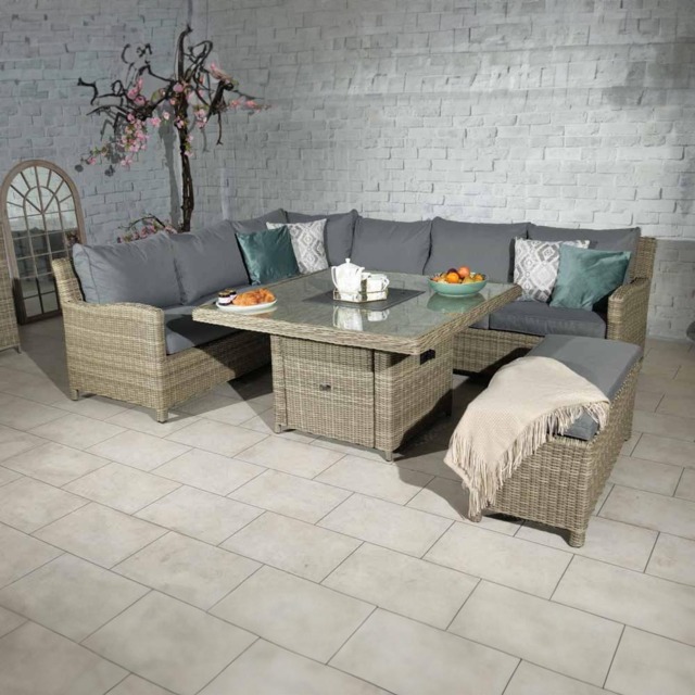 Royalcraft Wentworth 120 7 Seater Grey Fire Pit Modular Corner Lounge Set - Brown - Wilko - image 1