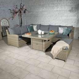 Royalcraft Wentworth 120 7 Seater Grey Fire Pit Modular Corner Lounge Set - Brown - Wilko - thumbnail 1