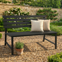 Black Pollywood Garden Bench - Size: 2 Seater - Wilko - thumbnail 1