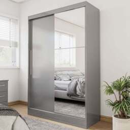 Lynx 2 Door Grey Mirror Sliding Wardrobe - Birlea - Wilko - thumbnail 1