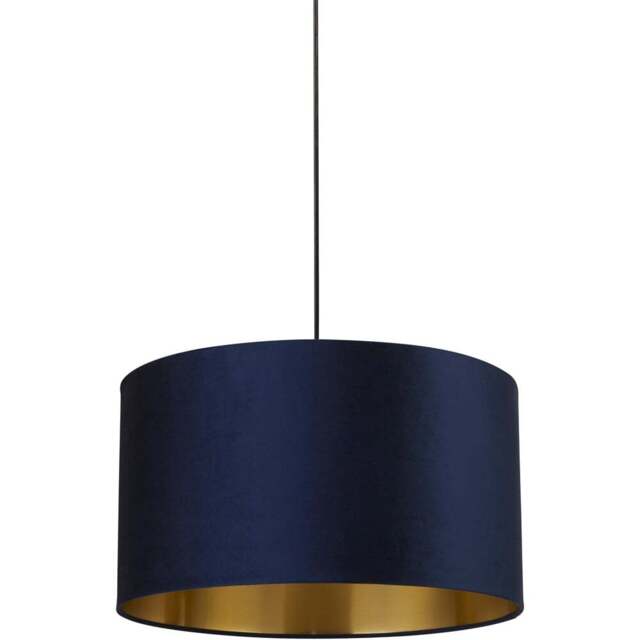 Lighting Collection Navy Gold Inner Velvet Drum Shade 50cm - Size: 28 x 50 x 50cm - Blue - Wilko - image 1