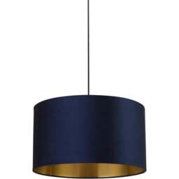 Lighting Collection Navy Gold Inner Velvet Drum Shade 50cm - Size: 28 x 50 x 50cm - Blue - Wilko