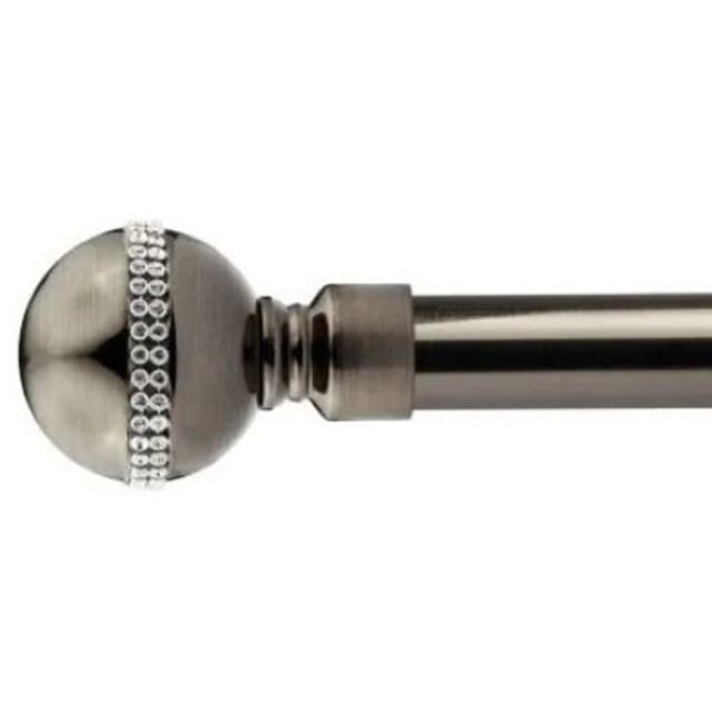 New Edge Blinds Bejeweled 160-300cm Extendable Black Silk Eyelet Metal Curtain Pole Set - Wilko - image 1
