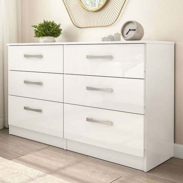 Lynx 6 Drawer White Chest of Drawers - Birlea - Wilko - image 1