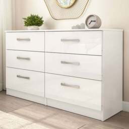 Lynx 6 Drawer White Chest of Drawers - Birlea - Wilko - thumbnail 1