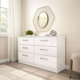 Lynx 6 Drawer White Chest of Drawers - Birlea - Wilko - thumbnail 4