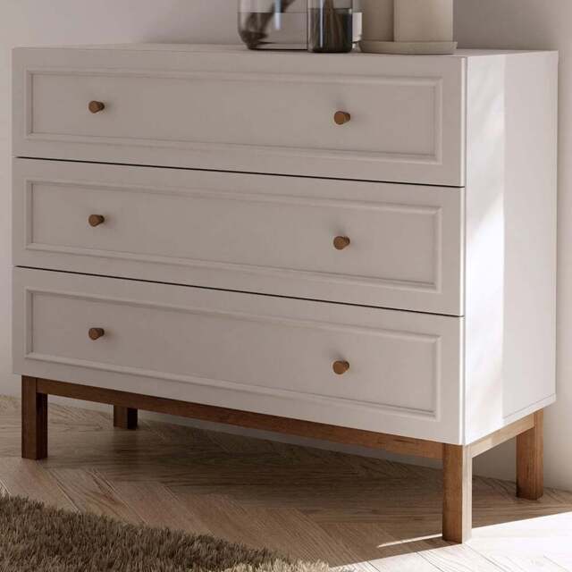 Florence Wensley 3 Drawer Light Grey and Oak Chest of Drawers - Multi - Furniture To Go - Wilko - image 1