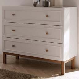Florence Wensley 3 Drawer Light Grey and Oak Chest of Drawers - Multi - Furniture To Go - Wilko - thumbnail 1