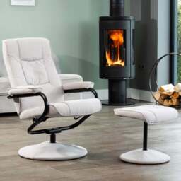 Artemis Home Ripley Stone Swivel Recliner Chair with Footstool - Size: Single - Grey - Wilko