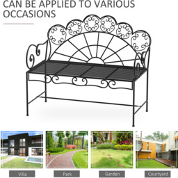 Outsunny 2 Seater Black Metal Garden Loveseat Bench - Wilko - thumbnail 7