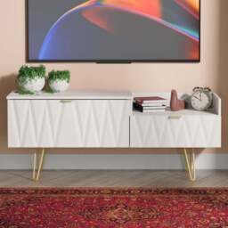 Crowndale Diamond 2 Drawer Kashmir Matt TV Unit Ready Assembled - Size: 51 x 128 x 39cm - Wilko - thumbnail 1